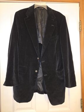Men's Black Velvet Blazer - Classic Tailored Jacket, Cesarani